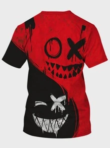 Manfinity LEGND Men Cartoon Graphic Two Tone Tee, Street Wear, Boyfriend Gift, Short Sleeve Gym Boxing T-Shirt - Multicolor - View 2