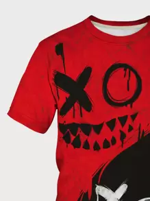 Manfinity LEGND Men Cartoon Graphic Two Tone Tee, Street Wear, Boyfriend Gift, Short Sleeve Gym Boxing T-Shirt - Multicolor - View 4