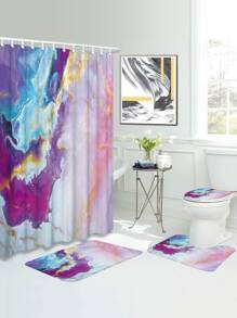 1pc Marble Pattern Bath Rug Or 1pc Shower Curtain Home Bathroom Decor Floor Carpet Outdoor Rug Door Mat Fall Decor Bathroom Accessories Back To School Entryway Decor - Multicolor - View 1
