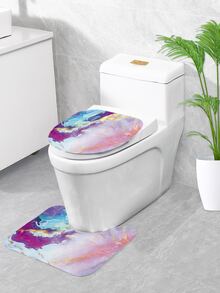 1pc Marble Pattern Bath Rug Or 1pc Shower Curtain Home Bathroom Decor Floor Carpet Outdoor Rug Door Mat Fall Decor Bathroom Accessories Back To School Entryway Decor - Multicolor - View 2