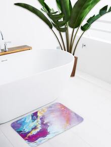 1pc Marble Pattern Bath Rug Or 1pc Shower Curtain Home Bathroom Decor Floor Carpet Outdoor Rug Door Mat Fall Decor Bathroom Accessories Back To School Entryway Decor - Multicolor - View 4