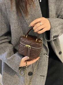 Fashionable Quilted Mini Quilted Chain Bucket Bag, For Women, Rookies & White-Collar Ers, For Teacher Gifts, For Lady, For Female Lightweight For /Commute//, For Festivals/Vacation/Holiday, Business Casual Women Bag, Perfect For Office, Business And Work