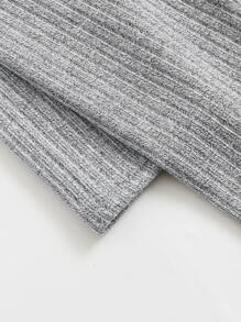 Muchica Rib-knit Tee & Tie Waist Leggings Set - Light Grey - View 5