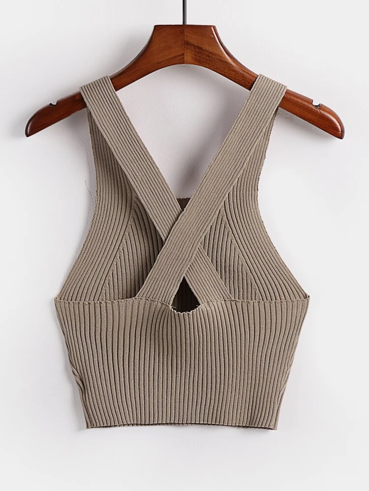 Crisscross Ribbed Knit Top