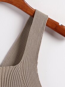 EMERY ROSE 十字交叉條紋針織上衣 - 卡其色 - 查看 3