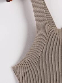 EMERY ROSE 十字交叉條紋針織上衣 - 卡其色 - 查看 4