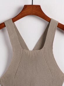 EMERY ROSE 十字交叉條紋針織上衣 - 卡其色 - 查看 6