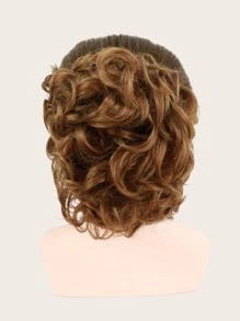 合成耐热卷发夹马尾辫日常使用高品质女性角色扮演自然外观优质合成柔软假发 - 棕色 - 查看 5