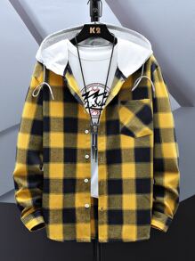 Manfinity Áo sơ mi Nam Dây kéo Nút phía trước Sọc ca rô Sẵn sàng - Màu vàng - Xem 1