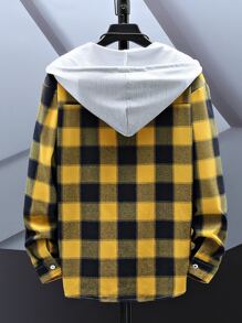 Manfinity Áo sơ mi Nam Dây kéo Nút phía trước Sọc ca rô Sẵn sàng - Màu vàng - Xem 2