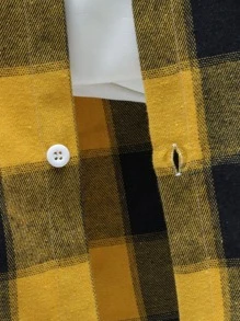 Manfinity Áo sơ mi Nam Dây kéo Nút phía trước Sọc ca rô Sẵn sàng - Màu vàng - Xem 4