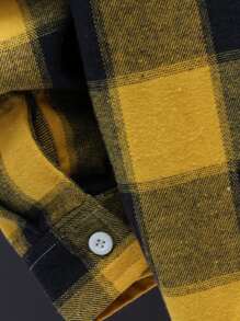 Manfinity Áo sơ mi Nam Dây kéo Nút phía trước Sọc ca rô Sẵn sàng - Màu vàng - Xem 5