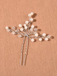 4 cái Faux Pearl Trang trí nội thất Mũ nón cô dâu - Hoa hồng vàng - Xem 4