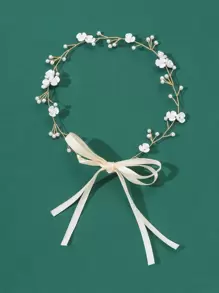 Phụ kiện cài tóc cô dâu trang trí bằng ngọc trai giả và hoa, thanh lịch cho ngày Valentine, đám cưới. - Vàng - Xem 2