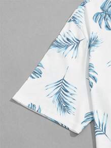 GENTILAND Men Tropical Print Top & Shorts - Blue and White - View 4
