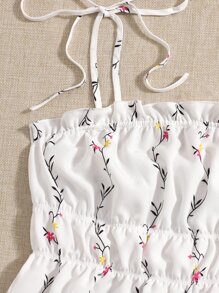 Soleia Knot Strap Ruffle Trim Ditsy Floral Cami Top - Multicolor - View 3