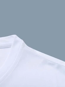 Manfinity 男士字母和宇航員印花T恤 - 白色 - 查看 3