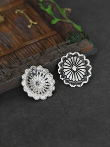 1 đôi bông tai họa tiết hình học chạm khắc cổ điển - Màu Bạc Cổ - Xem 4