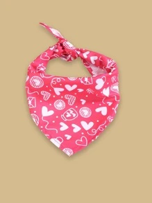 Valentine's Day Heart Print Pet Bandana - Pink - View 1