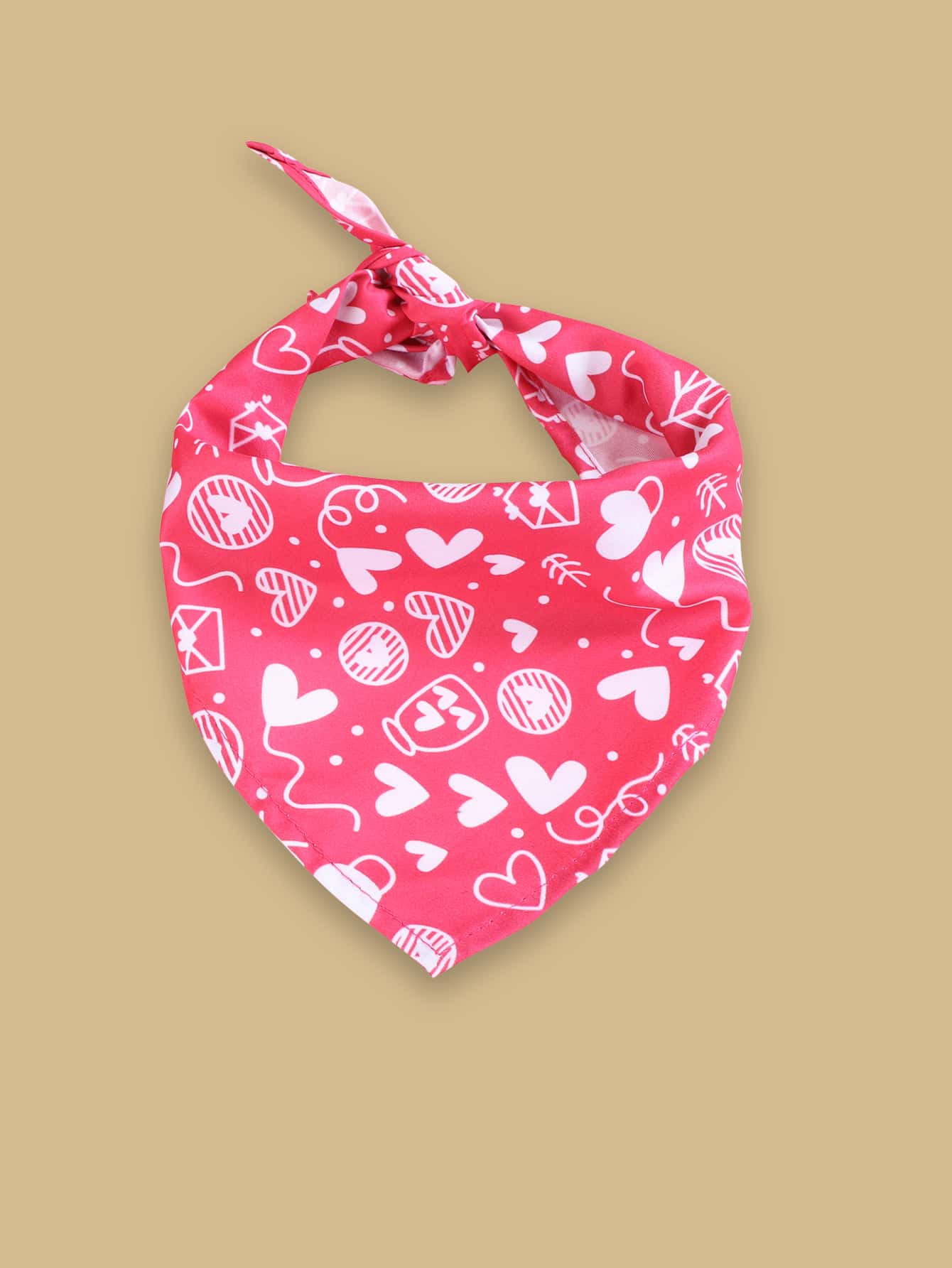 Valentine's Day Heart Print Pet Bandana - Pink - View 1