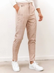 Manfinity Mode Men Plaid Tailored Pants - Khaki - View 1