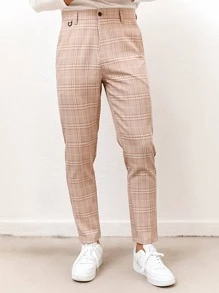 Manfinity Mode Men Plaid Tailored Pants - Khaki - View 4