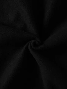 閃電和字母圖案袋鼠口袋抽繩保暖連帽衫 - 黑色 - 查看 4