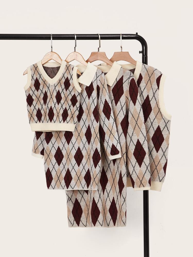 Toddler Boys Argyle Pattern Sweater Vest - Multicolor - View 5