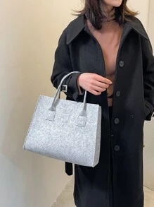 Minimalist Felt Tote Bag - Light Grey - View 5