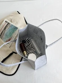 Minimalist Felt Tote Bag - Light Grey - View 6