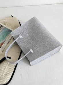 Minimalist Felt Tote Bag - Light Grey - View 7