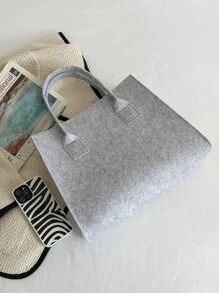 Minimalist Felt Tote Bag - Light Grey - View 8