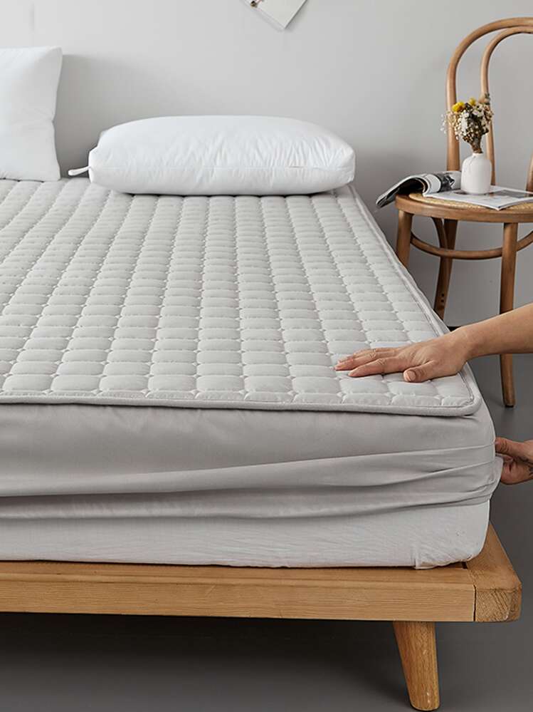 Plain Waterproof Fitted Sheet - Light Grey - View 1