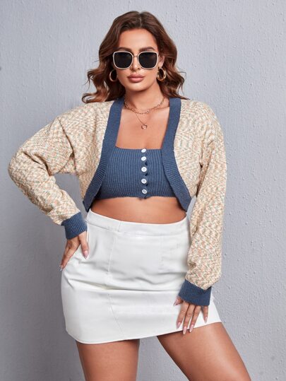 مقاس كبير كارديجان نمط سماد الارض أزرار أمامية نمط سماد الارض