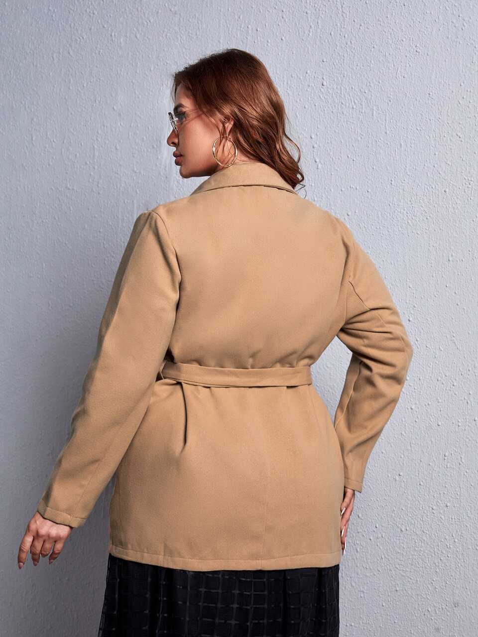 Plus Notched Collar Belted Overcoat