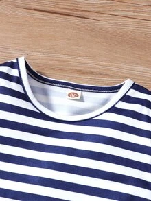 Baby Striped Lettuce Trim Tee & Cami Dress - Multicolor - View 6