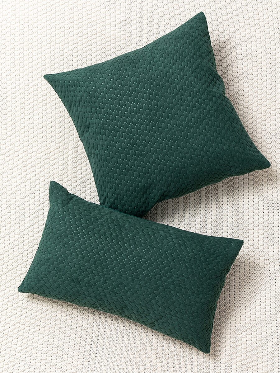 1 pieza Funda de cojín sin relleno simple - Verde Oscuro - Ver 1