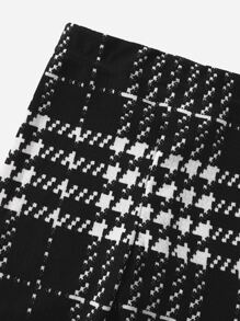 SHEIN Toddler Girls Rib Knit Top & Plaid Leggings Set - Black - View 3