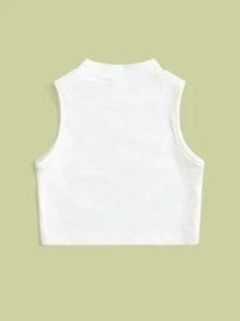 SHEIN Toddler Girls Unicorn Print Ribbed Knit Tank Top - White - View 2