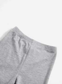 SHEIN 小女童素色背心上衣和短褲 - 淺灰色 - 查看 4