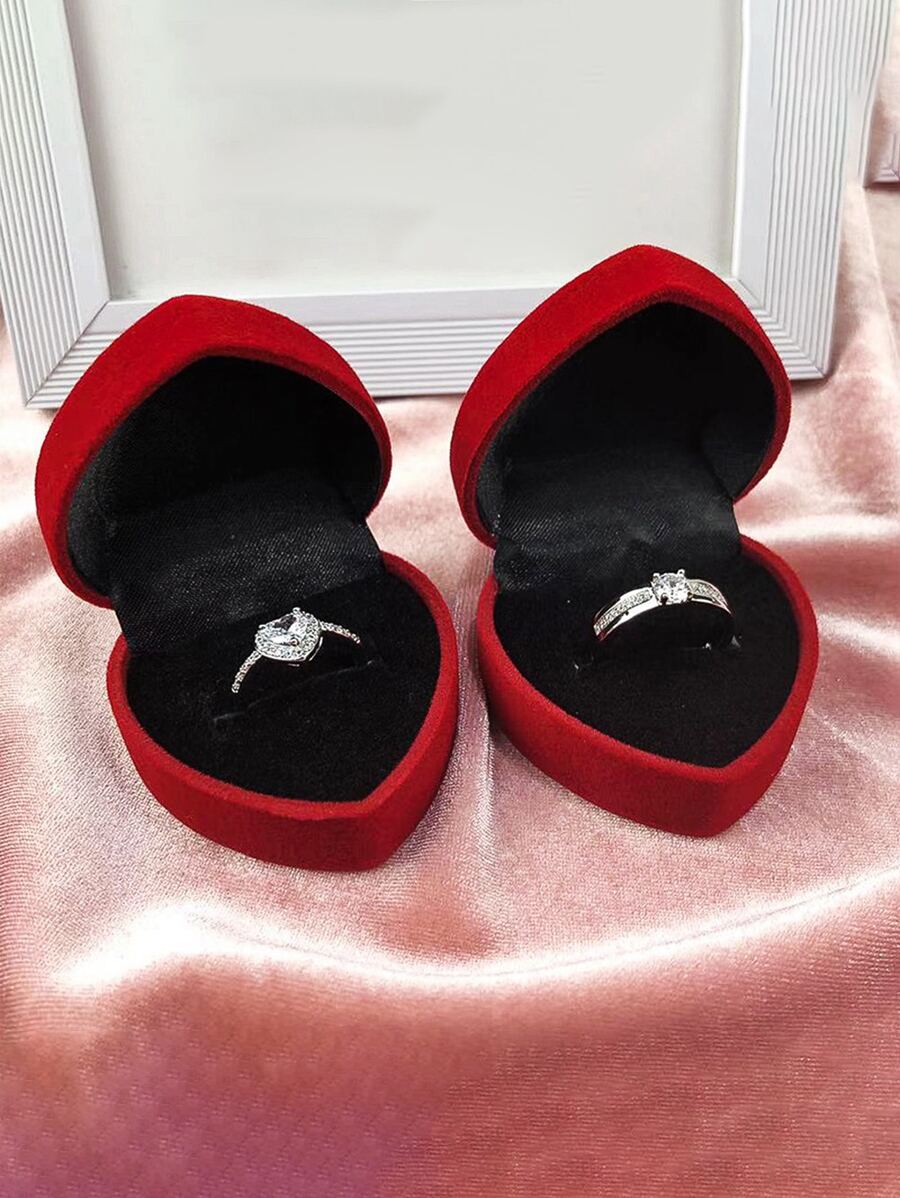 Hộp lưu trữ đồ trang sức hình trái tim 1 cái - Đỏ - Xem 1