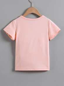 SHEIN Toddler Girls Letter Graphic Tee - Baby Pink - View 2