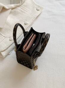 Impermeable, liviano, informal de negocios, mini bolso cuadrado con cadena con patrón geométrico, vintage para adolescentes, mujeres, estudiantes universitarias, novatos y trabajadores administrativos, perfecto para oficina, universidad, trabajo, negocios, desplazamientos - Café integral - Ver 3