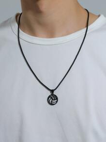 Vòng cổ mặt dây chuyền bóng chuyền nam thời trang và phổ biến bằng thép không gỉ Phong cách Punk Hip Pop cho món quà trang sức và cho vẻ ngoài sành điệu - màu đen - Xem 2