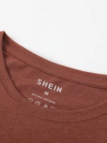 SHEIN LUNE Solid Short Sleeve Tee - Rust Brown - View 6