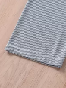 Girls Colour Block Angel Print Raglan Sleeve PJ Set - Blue and White - View 7