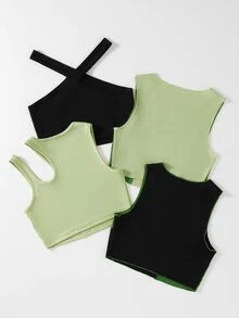 3入組條紋針織頂針背心上衣和1入組掛脖上衣 - 彩色 - 查看 2