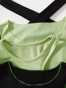 3入組條紋針織頂針背心上衣和1入組掛脖上衣 - 彩色 - 查看 5