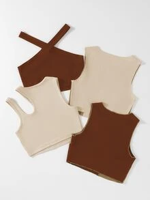 3入組條紋針織頂針背心上衣和1入組掛脖上衣 - 彩色 - 查看 2