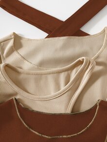 3入組條紋針織頂針背心上衣和1入組掛脖上衣 - 彩色 - 查看 4